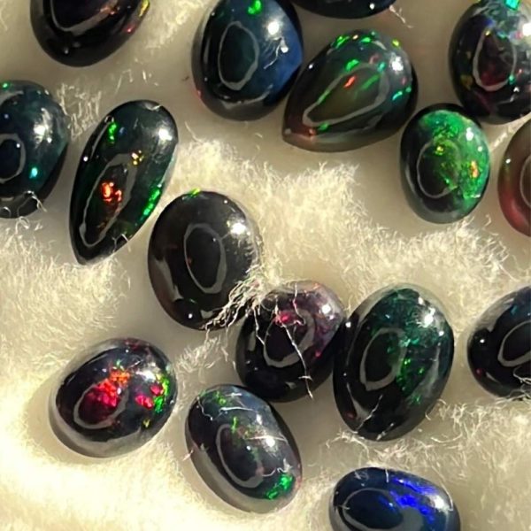 Black and Fire Opal Stones